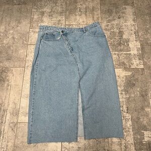 Dressed in Lala “Don’t Kill My Vibe” Criss Cross Denim Maxi Skirt 3XL